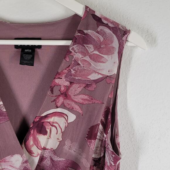 Enfocus Studio Floral Midi Dress Womens 12 Pink Floral Chiffon Romantic Ballet - Picture 3 of 12